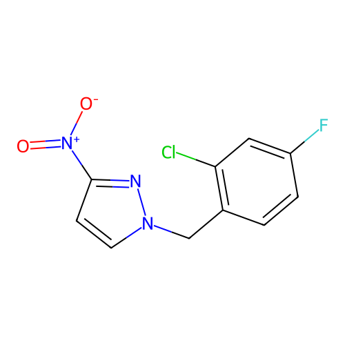 1-[(2-Chloro-4-fluorophenyl)methyl]-3-nitro-1H-pyrazole structure