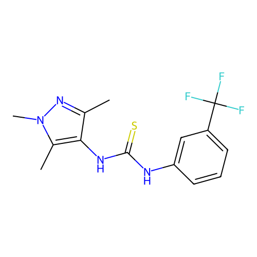 1-[3-(Trifluoromethyl)phenyl]-3-(1,3,5-trimethylpyrazol-4-yl)thiourea structure