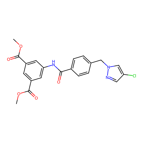 dimethyl 5-({4-[(4-chloro-1H-pyrazol-1-yl)methyl]benzoyl}amino)isophthalate structure