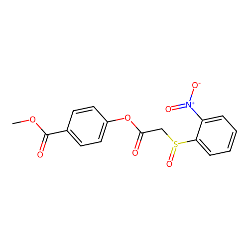 Methyl 4-[2-(2-nitrophenyl)sulfinylacetyl]oxybenzoate structure