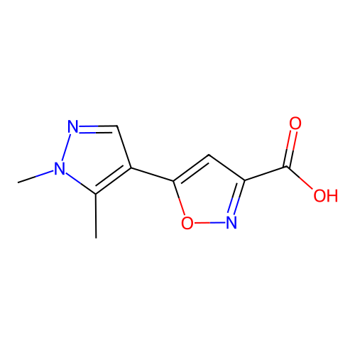 5-(1,5-dimethyl-1H-pyrazol-4-yl)-1,2-oxazole-3-carboxylic acid structure