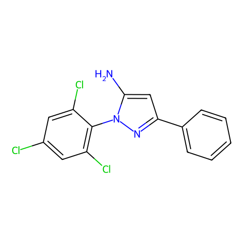 3-phenyl-1-(2,4,6-trichlorophenyl)-1H-pyrazol-5-amine structure