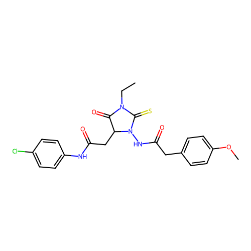 N-(4-Chlorophenyl)-1-ethyl-3-[[2-(4-methoxyphenyl)acetyl]amino]-5-oxo-2-thioxo-4-imidazolidineacetamide structure