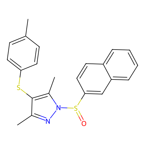 3,5-dimethyl-1-(naphthalen-2-ylsulfinyl)-4-(p-tolylthio)-1H-pyrazole structure