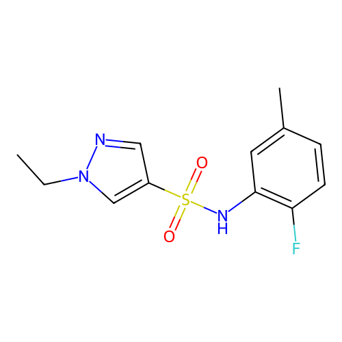 1-ethyl-N-(2-fluoro-5-methylphenyl)pyrazole-4-sulfonamide structure