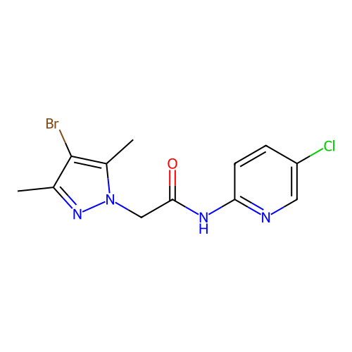 2-(4-bromo-3,5-dimethylpyrazol-1-yl)-N-(5-chloropyridin-2-yl)acetamide structure