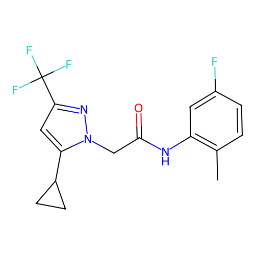 2-[5-cyclopropyl-3-(trifluoromethyl)-1H-pyrazol-1-yl]-N-(5-fluoro-2-methylphenyl)acetamide structure