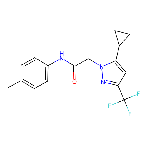 2-[5-cyclopropyl-3-(trifluoromethyl)-1H-pyrazol-1-yl]-N-(4-methylphenyl)acetamide structure