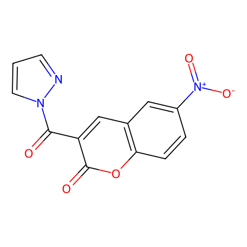 6-Nitro-3-(pyrazole-1-carbonyl)chromen-2-one structure