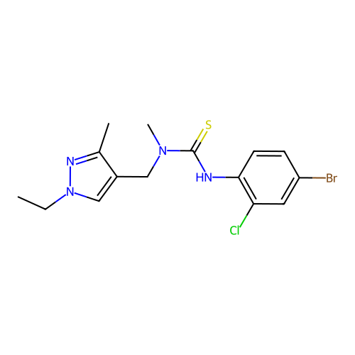 3-(4-bromo-2-chlorophenyl)-1-[(1-ethyl-3-methylpyrazol-4-yl)methyl]-1-methylthiourea structure