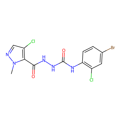 1-(4-Bromo-2-chlorophenyl)-3-[(4-chloro-2-methylpyrazole-3-carbonyl)amino]urea structure