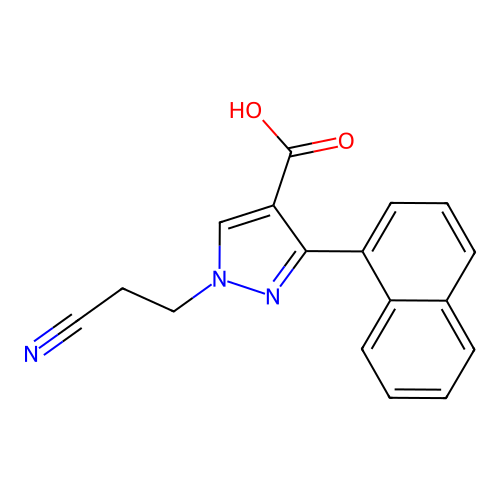 1-(2-cyanoethyl)-3-(naphthalen-1-yl)-1H-pyrazole-4-carboxylic acid structure