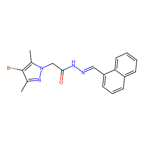 2-(4-bromo-3,5-dimethylpyrazol-1-yl)-N-[(E)-naphthalen-1-ylmethylideneamino]acetamide structure