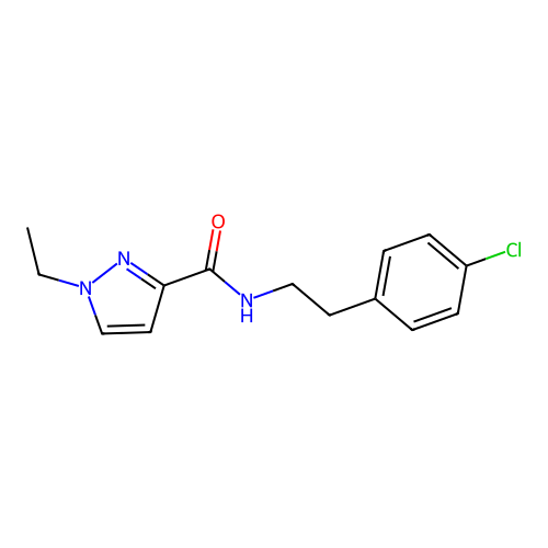 N-[2-(4-chlorophenyl)ethyl]-1-ethylpyrazole-3-carboxamide structure