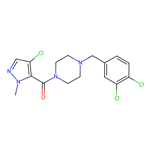(4-chloro-2-methylpyrazol-3-yl)-[4-[(3,4-dichlorophenyl)methyl]piperazin-1-yl]methanone structure