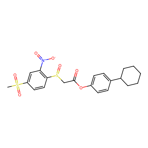 (4-Cyclohexylphenyl) 2-(4-methylsulfonyl-2-nitrophenyl)sulfinylacetate structure