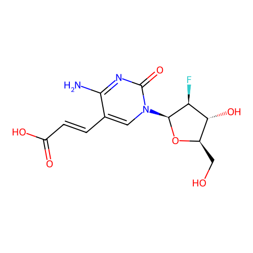 5(E)-(2-Carboxyvinyl)-1-(2-deoxy-2-fluoro-beta-D-arabinofuranosyl)cytosine structure