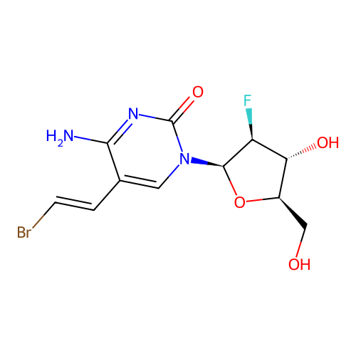 5(E)-(2-Bromovinyl)-1-(2-deoxy-2-fluoro-beta-D-arabinofuranosyl)cytosine structure