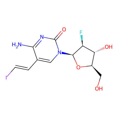 1-(2-Deoxy-2-fluoro-beta-D-arabinofuranosyl)-5-(E)-(2-iodovinyl)cytosine structure