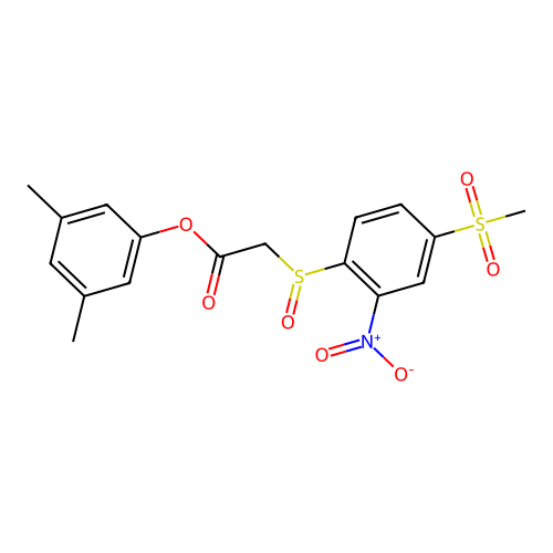 (3,5-Dimethylphenyl) 2-(4-methylsulfonyl-2-nitrophenyl)sulfinylacetate structure