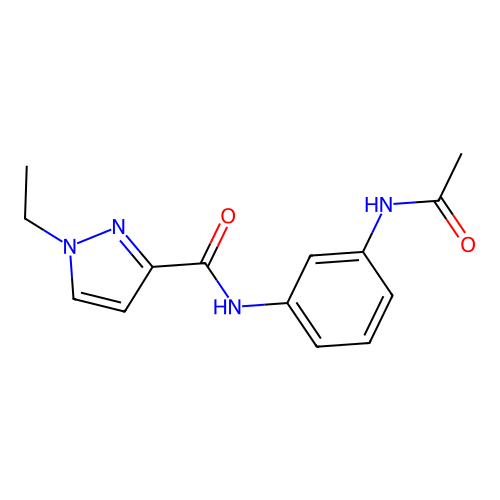 N-[3-(acetylamino)phenyl]-1-ethyl-1H-pyrazole-3-carboxamide structure
