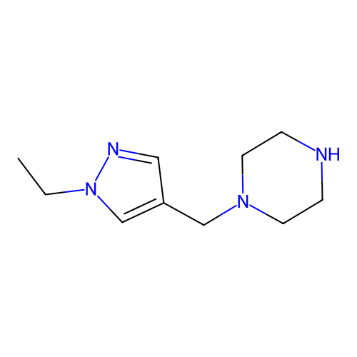 1-[(1-ethyl-1H-pyrazol-4-yl)methyl]piperazine structure