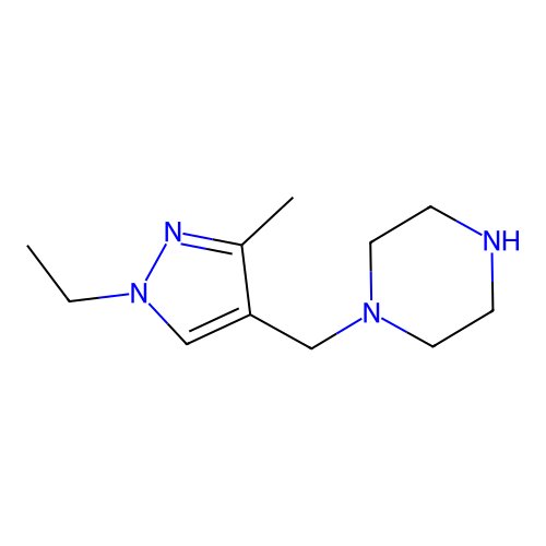 1-[(1-ethyl-3-methyl-1H-pyrazol-4-yl)methyl]piperazine structure