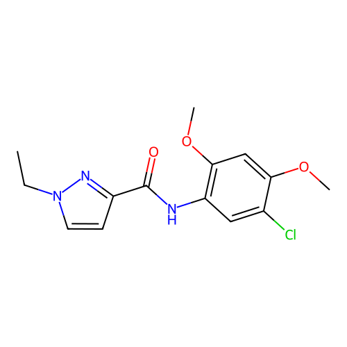 N-(5-chloro-2,4-dimethoxyphenyl)-1-ethylpyrazole-3-carboxamide structure