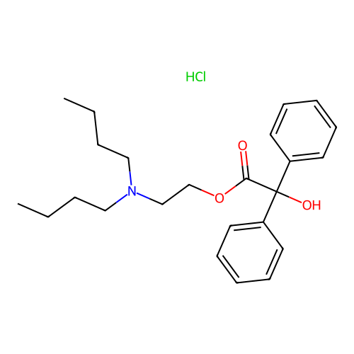 Benzilic acid, 2-(dibutylamino)ethyl ester, hydrochloride structure