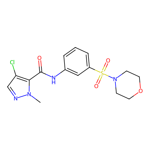4-chloro-2-methyl-N-(3-morpholin-4-ylsulfonylphenyl)pyrazole-3-carboxamide structure