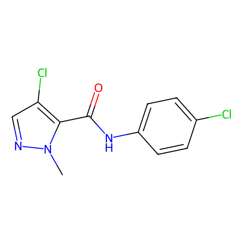 4-chloro-N-(4-chlorophenyl)-2-methylpyrazole-3-carboxamide structure