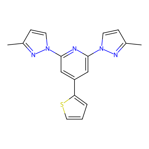 2,6-bis(3-methyl-1H-pyrazol-1-yl)-4-(2-thienyl)pyridine structure