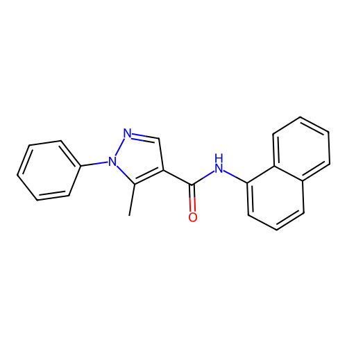 5-methyl-N-naphthalen-1-yl-1-phenylpyrazole-4-carboxamide structure