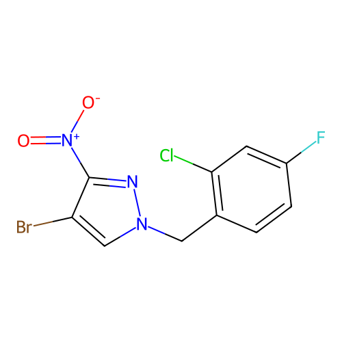4-Bromo-1-[(2-chloro-4-fluorophenyl)methyl]-3-nitropyrazole structure
