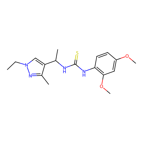 1-(2,4-Dimethoxyphenyl)-3-[1-(1-ethyl-3-methylpyrazol-4-yl)ethyl]thiourea structure