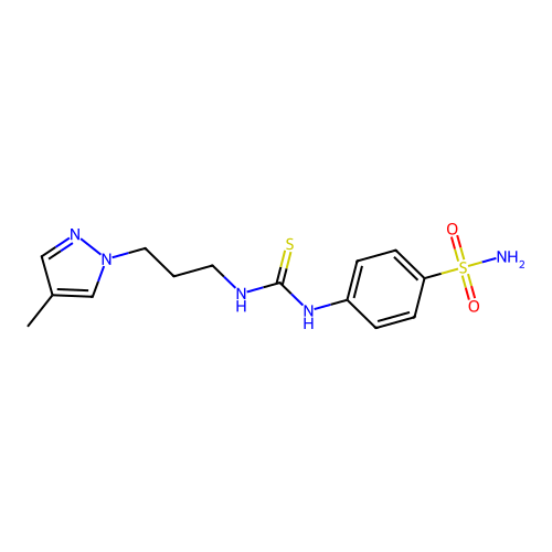 1-[3-(4-Methylpyrazol-1-yl)propyl]-3-(4-sulfamoylphenyl)thiourea structure
