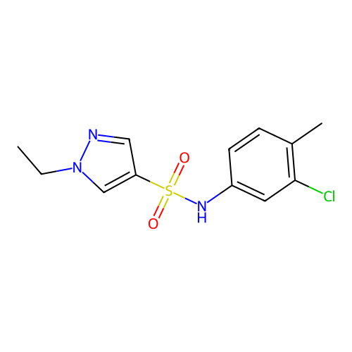 N-(3-chloro-4-methylphenyl)-1-ethylpyrazole-4-sulfonamide structure