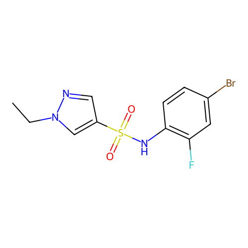N-(4-bromo-2-fluorophenyl)-1-ethylpyrazole-4-sulfonamide structure