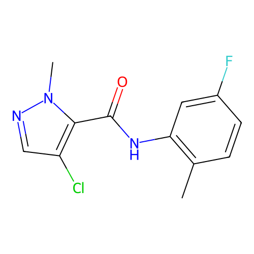4-chloro-N-(5-fluoro-2-methylphenyl)-2-methylpyrazole-3-carboxamide structure