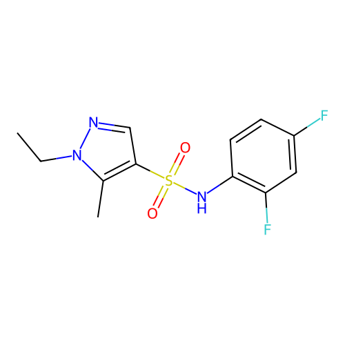 N-(2,4-difluorophenyl)-1-ethyl-5-methylpyrazole-4-sulfonamide structure