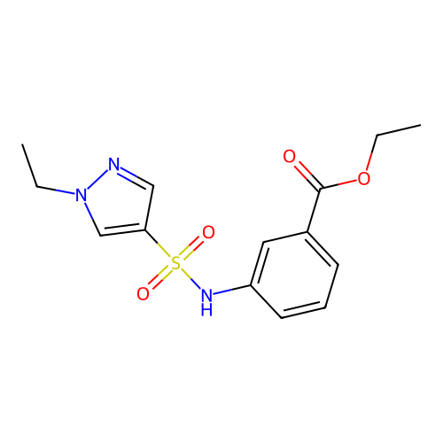 ethyl 3-{[(1-ethyl-1H-pyrazol-4-yl)sulfonyl]amino}benzoate structure