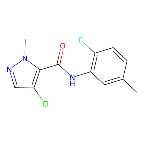 4-chloro-N-(2-fluoro-5-methylphenyl)-1-methyl-1H-pyrazole-5-carboxamide structure