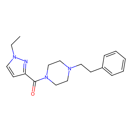 1-Ethylpyrazol-3-yl 4-(2-phenylethyl)piperazinyl ketone structure
