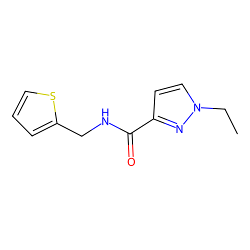 1-ethyl-N-(thiophen-2-ylmethyl)pyrazole-3-carboxamide structure