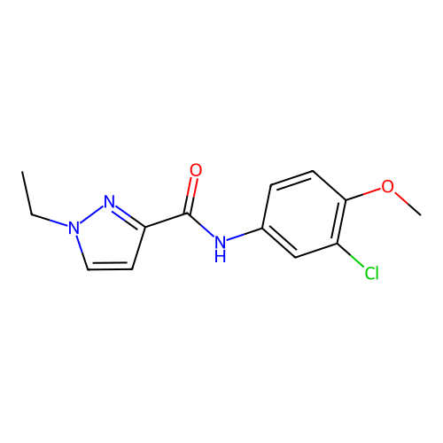 N-(3-chloro-4-methoxyphenyl)-1-ethylpyrazole-3-carboxamide structure
