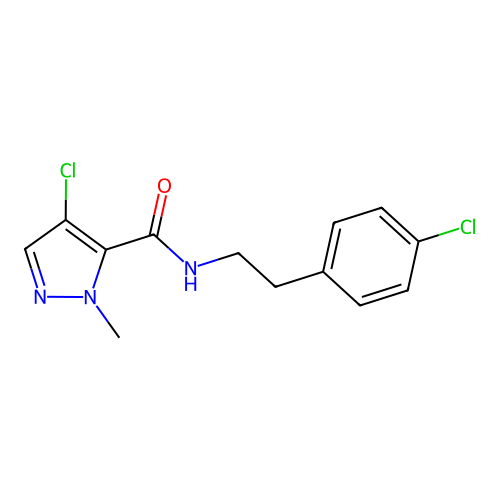 4-chloro-N-[2-(4-chlorophenyl)ethyl]-2-methylpyrazole-3-carboxamide structure