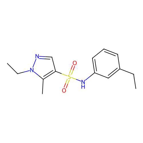 1-ethyl-N-(3-ethylphenyl)-5-methylpyrazole-4-sulfonamide structure