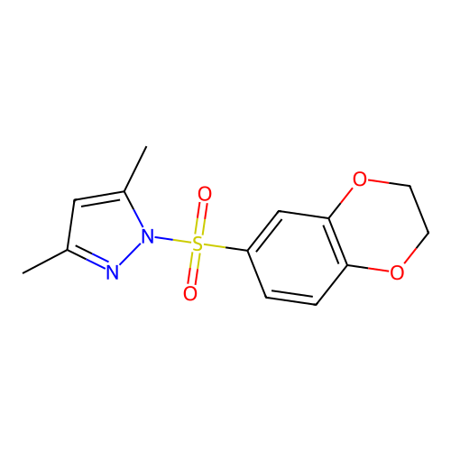 1-(2,3-dihydro-1,4-benzodioxin-6-ylsulfonyl)-3,5-dimethyl-1H-pyrazole structure