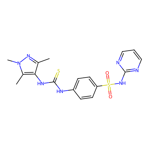 1-[4-(Pyrimidin-2-ylsulfamoyl)phenyl]-3-(1,3,5-trimethylpyrazol-4-yl)thiourea structure