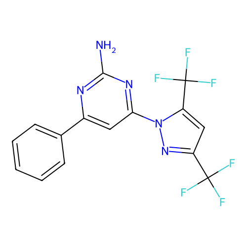 4-[3,5-Bis(trifluoromethyl)pyrazol-1-yl]-6-phenylpyrimidin-2-amine structure